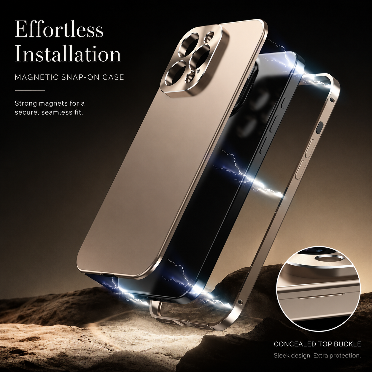 Premium iPhone Case Magnetic Aluminum Frame Protective Cover Full Camera Lens Protection Shockproof Slim Metal Design Wireless Charging Compatible