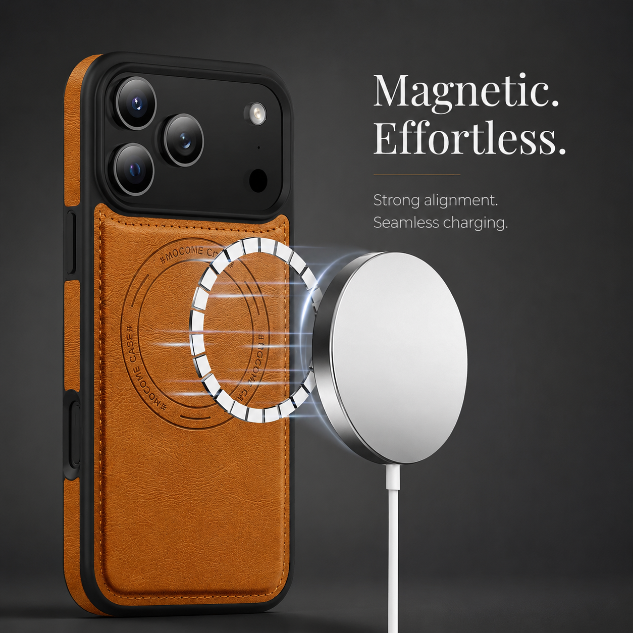 Premium iPhone Case Magnetic Card Holder Cover Wireless Charging Support Shockproof Dual Layer Protection Anti Fingerprint Non Slip Design