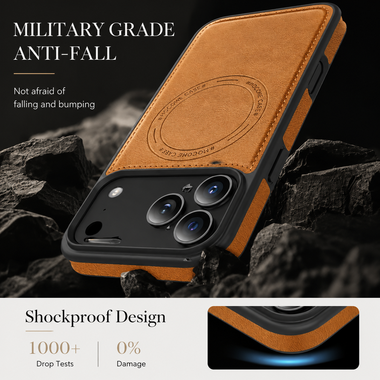 Premium iPhone Case Magnetic Card Holder Cover Wireless Charging Support Shockproof Dual Layer Protection Anti Fingerprint Non Slip Design