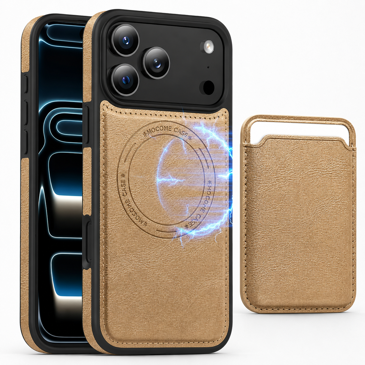 Premium iPhone Case Magnetic Card Holder Cover Wireless Charging Support Shockproof Dual Layer Protection Anti Fingerprint Non Slip Design