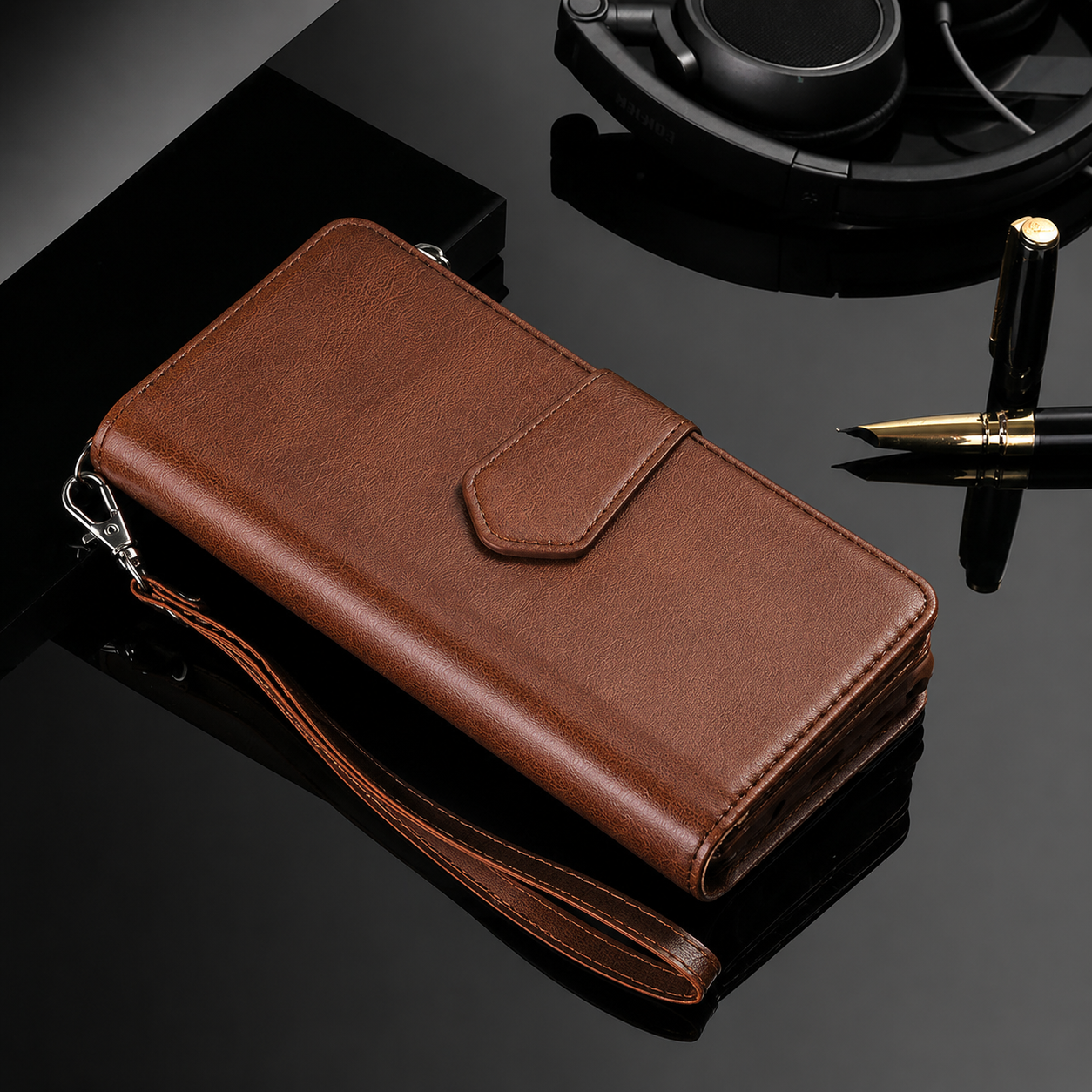 Premium iPhone Case Magnetic Detachable Wallet Flip Cover PU Leather Card Holder Handbag Design Stand Feature Shockproof Full Protection Organizer