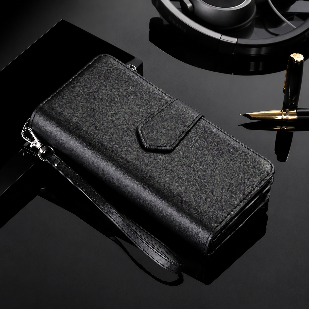 Premium iPhone Case Magnetic Detachable Wallet Flip Cover PU Leather Card Holder Handbag Design Stand Feature Shockproof Full Protection Organizer