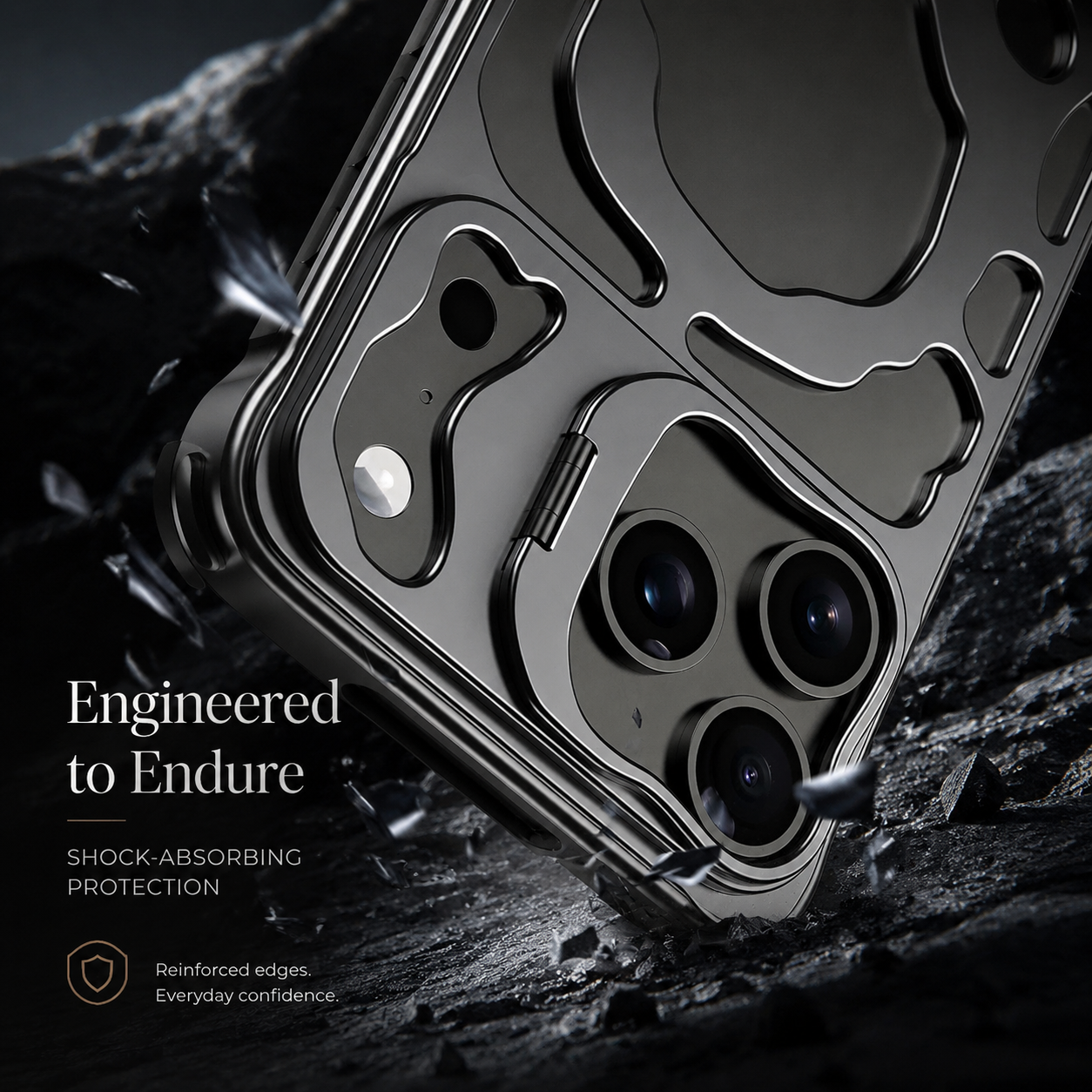 Premium iPhone Case Magnetic Hollow Metal Cover Heat Dissipation Breathable Frame Built In Stand Bracket Shockproof Slim Non Slip Protective Design