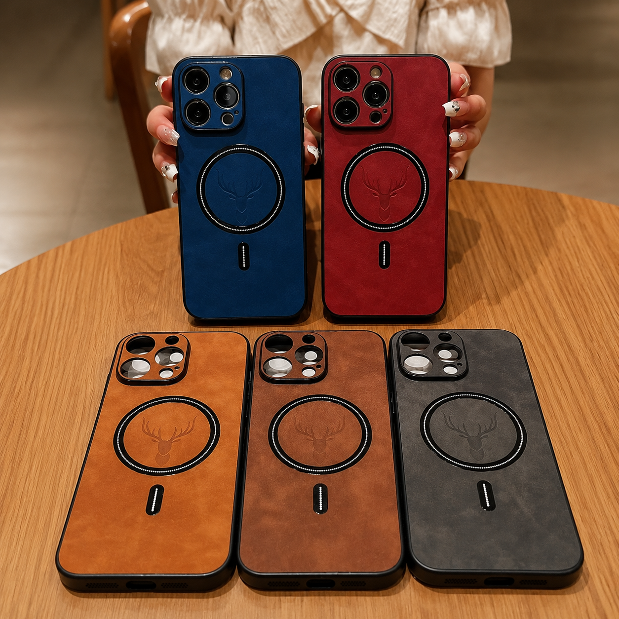 Premium iPhone Case Magnetic Leather Design with Wireless Charging Support, Shockproof Construction, Anti Fingerprint Finish, Non Slip Grip
