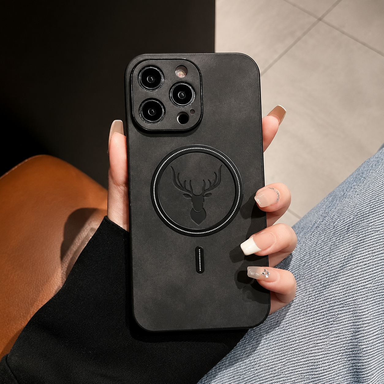 Premium iPhone Case Magnetic Leather Design with Wireless Charging Support, Shockproof Construction, Anti Fingerprint Finish, Non Slip Grip