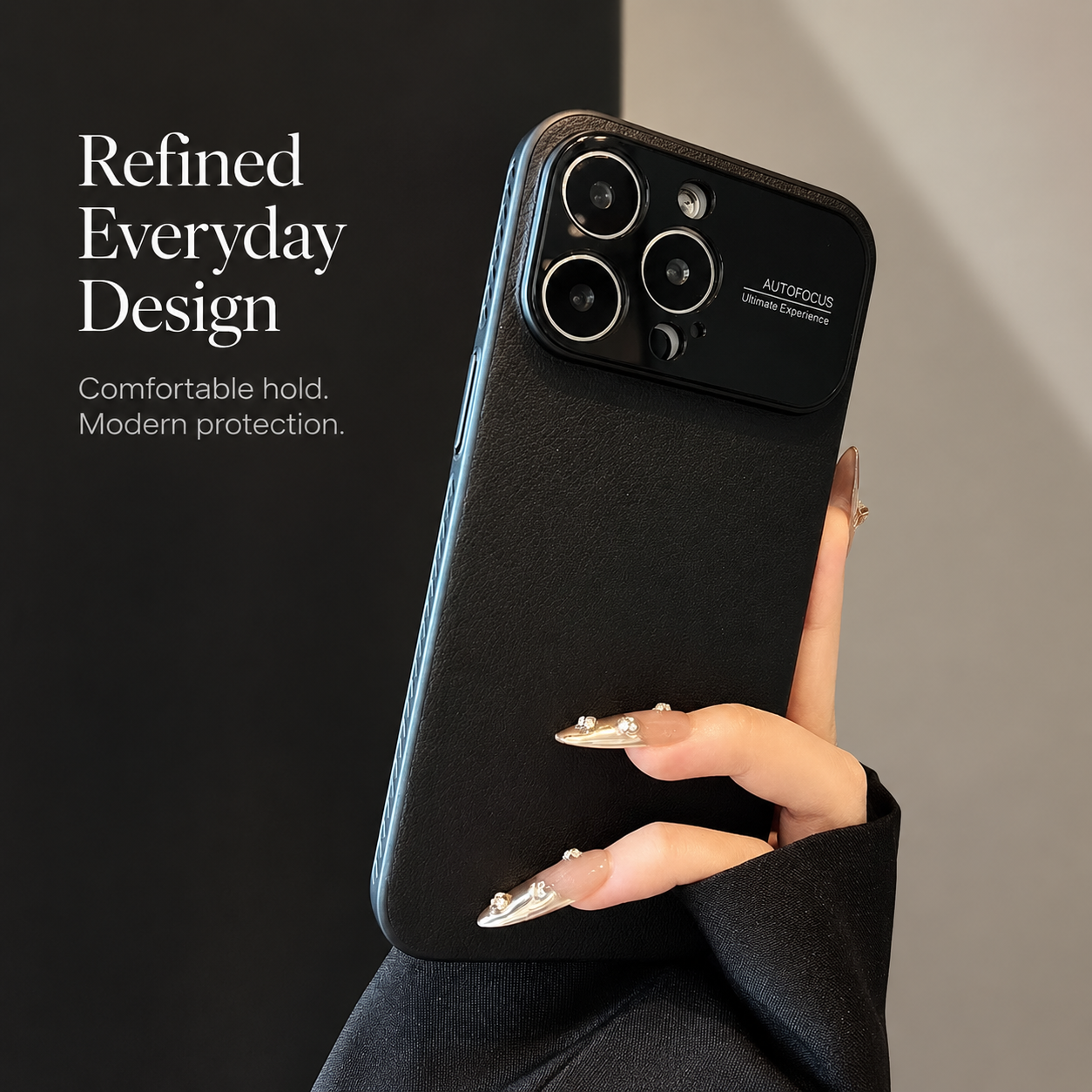 Premium iPhone Case Magnetic Leather Finish with Heat Dissipation Side Vents, Anti Scratch Texture, Anti Fingerprint Coating, Half Wrapped Design