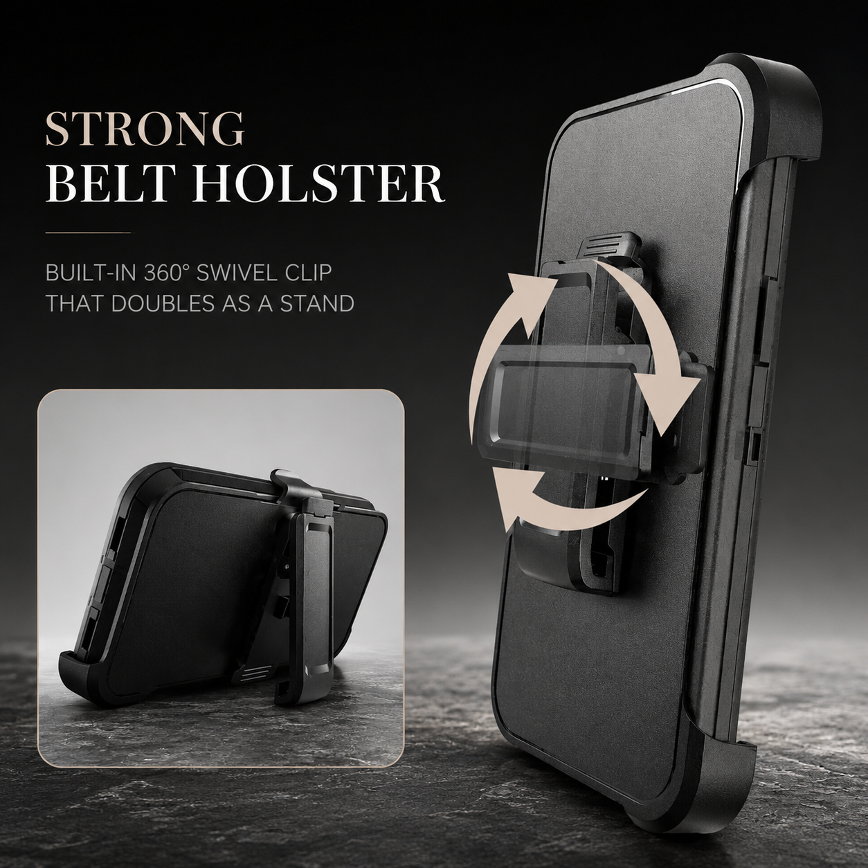 Premium iPhone Case Magnetic Protective Cover Rugged Defender Shockproof Armor Dual Layer Belt Clip Holder Anti Slip Grip Heavy Duty Design Structure