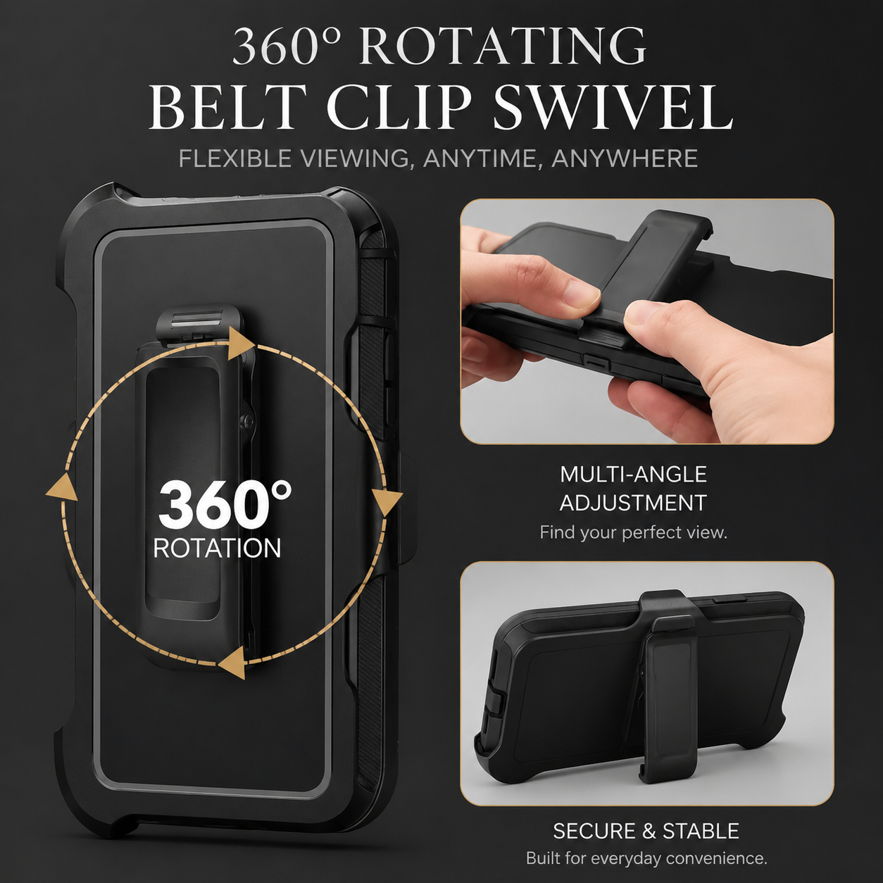 Premium iPhone Case Magnetic Protective Cover Rugged Defender Shockproof Armor Dual Layer Belt Clip Holder Anti Slip Grip Heavy Duty Design Structure