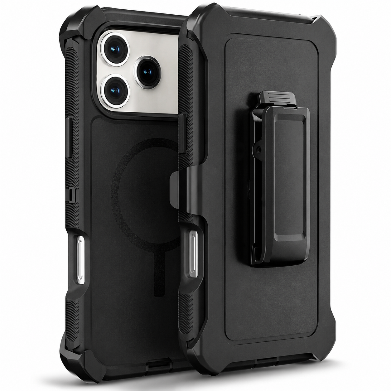 Premium iPhone Case Magnetic Protective Cover Rugged Defender Shockproof Armor Dual Layer Belt Clip Holder Anti Slip Grip Heavy Duty Design Structure