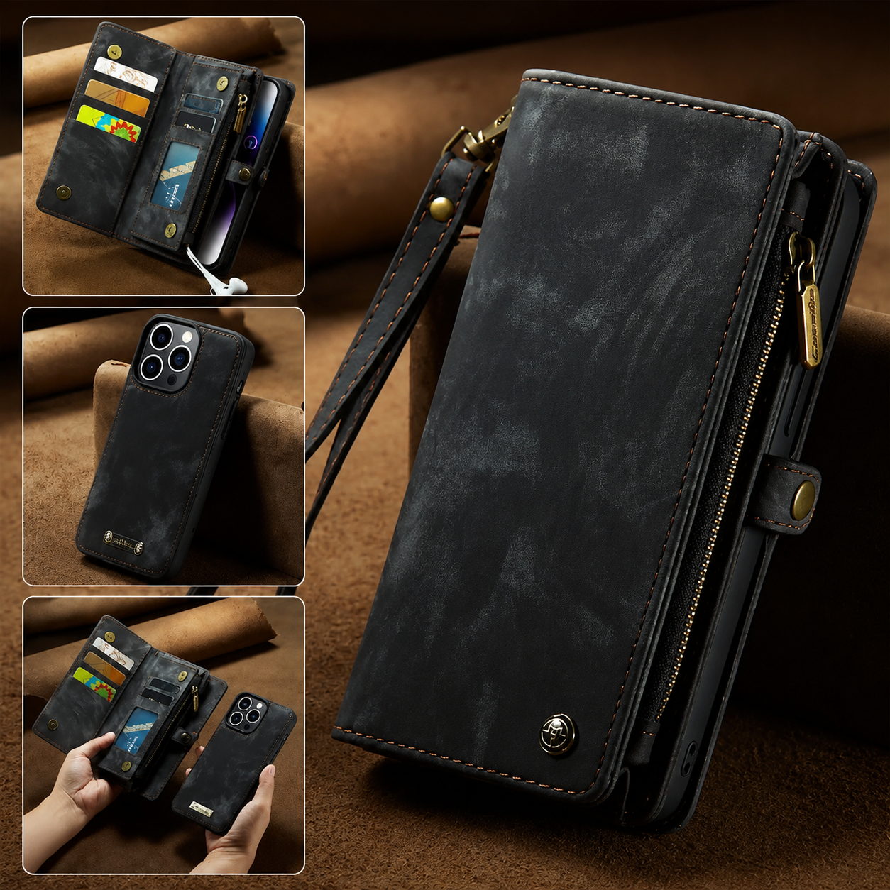 Premium iPhone Case Magnetic Wallet Cover Card Holder Shockproof Anti Fingerprint Non Slip Grip Full Protection Design Durable Case Slim Profile