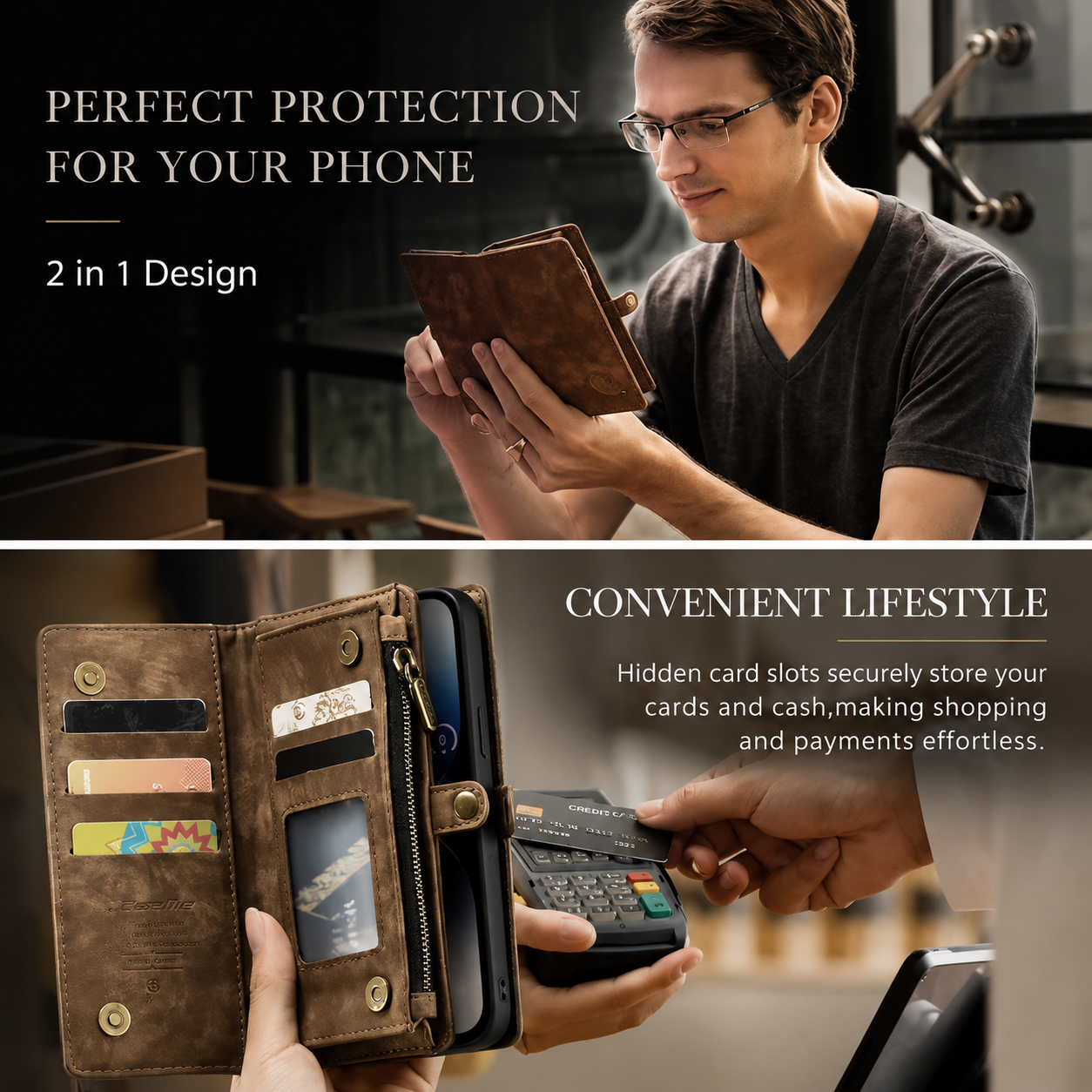 Premium iPhone Case Magnetic Wallet Cover Card Holder Shockproof Anti Fingerprint Non Slip Grip Full Protection Design Durable Case Slim Profile