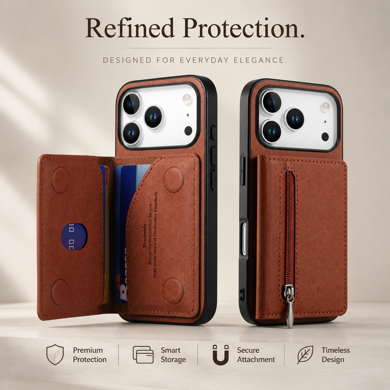 Premium iPhone Case Magnetic Wallet Cover with Camera Lens Protection, RFID Blocking Card Holder, Shockproof PU Leather Construction, Non Slip Design