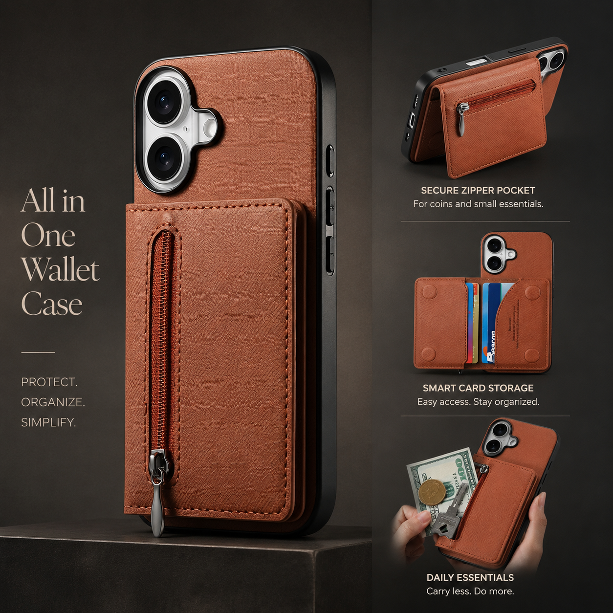 Premium iPhone Case Magnetic Wallet Cover with Camera Lens Protection, RFID Blocking Card Holder, Shockproof PU Leather Construction, Non Slip Design