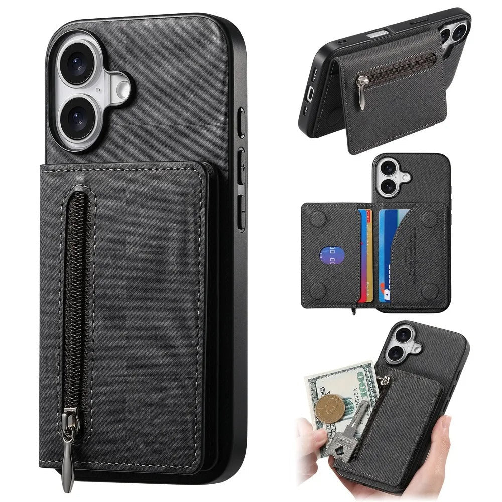 Premium iPhone Case Magnetic Wallet Cover with Camera Lens Protection, RFID Blocking Card Holder, Shockproof PU Leather Construction, Non Slip Design