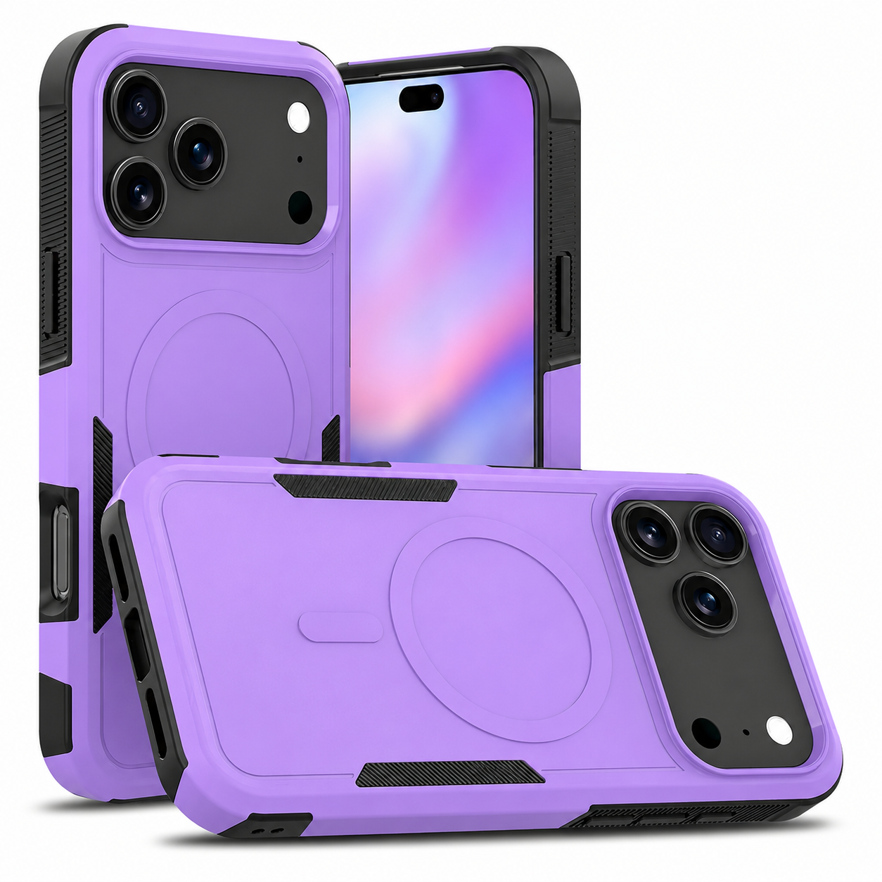 Premium iPhone Case Magnetic Wireless Charging Shockproof Protective Cover Heavy Armor PC TPU Hybrid Matte Anti Fingerprint Design