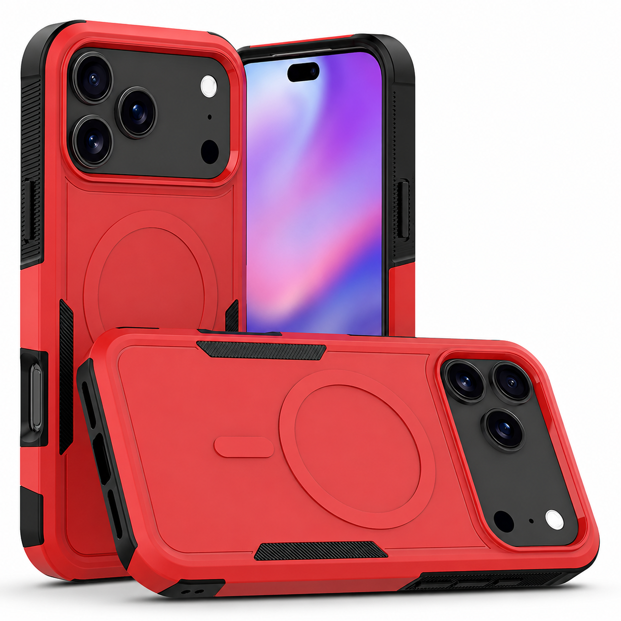 Premium iPhone Case Magnetic Wireless Charging Shockproof Protective Cover Heavy Armor PC TPU Hybrid Matte Anti Fingerprint Design