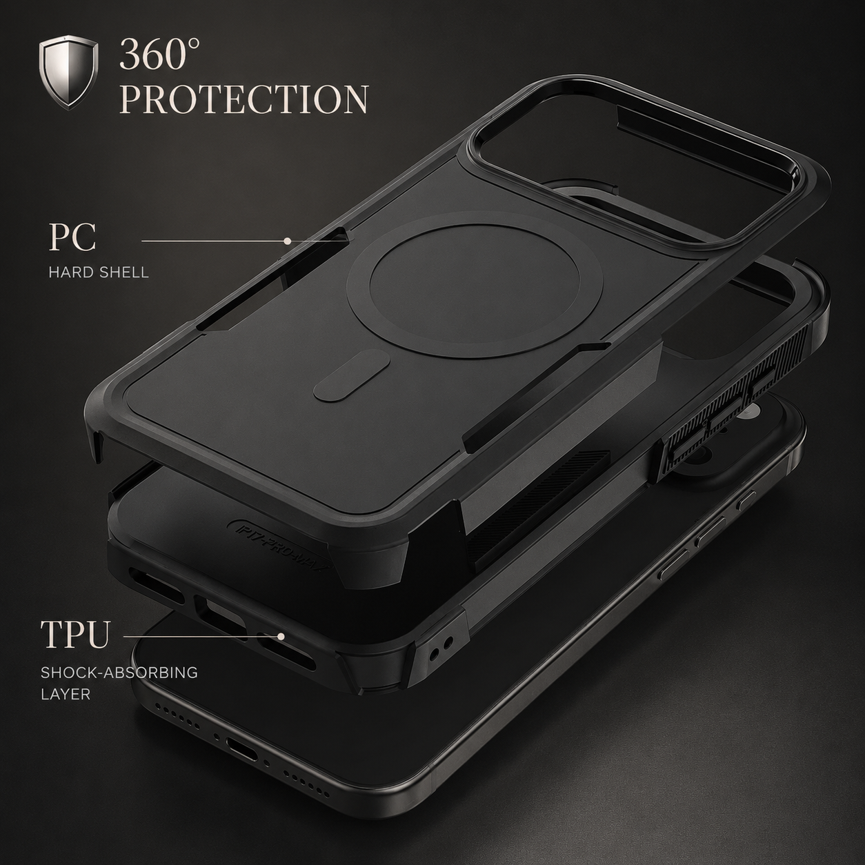Premium iPhone Case Magnetic Wireless Charging Shockproof Protective Cover Heavy Armor PC TPU Hybrid Matte Anti Fingerprint Design