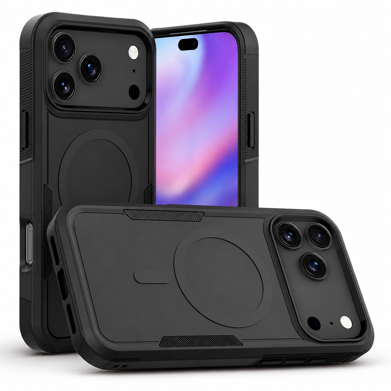 Premium iPhone Case Magnetic Wireless Charging Shockproof Protective Cover Heavy Armor PC TPU Hybrid Matte Anti Fingerprint Design