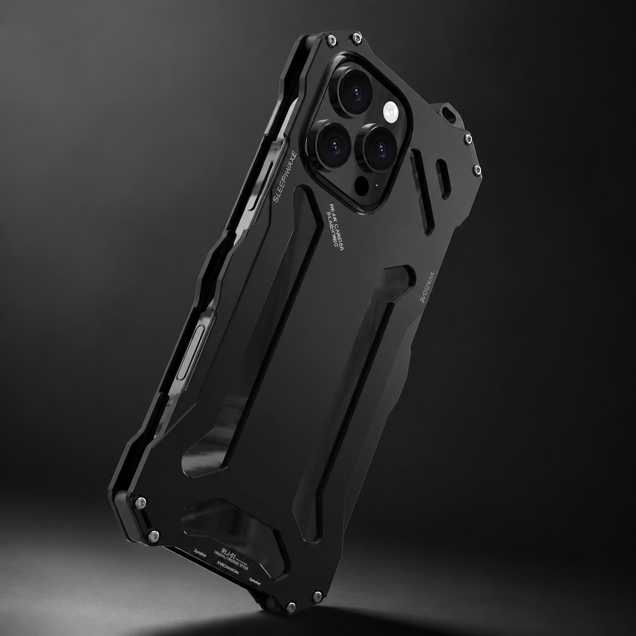 Premium iPhone Case Metal Armor Build with Camera Lens Protection Heavy Duty Structure Anti Scratch Texture Non Slip Shock Resistant Grip