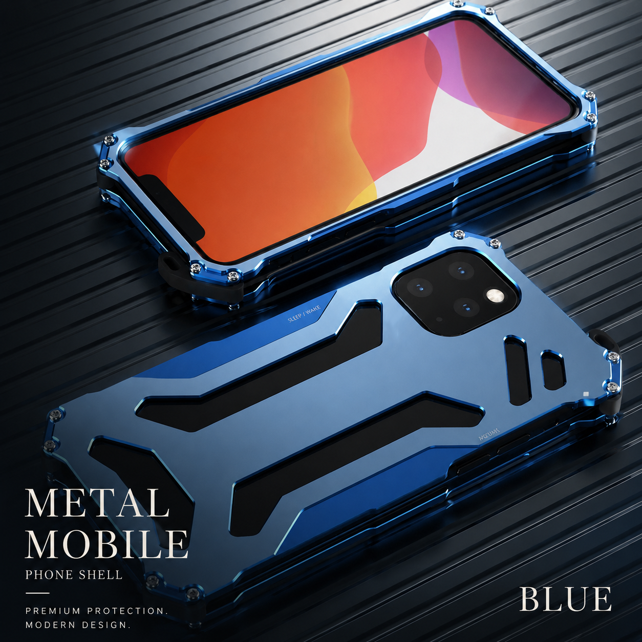 Premium iPhone Case Metal Armor Build with Camera Lens Protection Heavy Duty Structure Anti Scratch Texture Non Slip Shock Resistant Grip