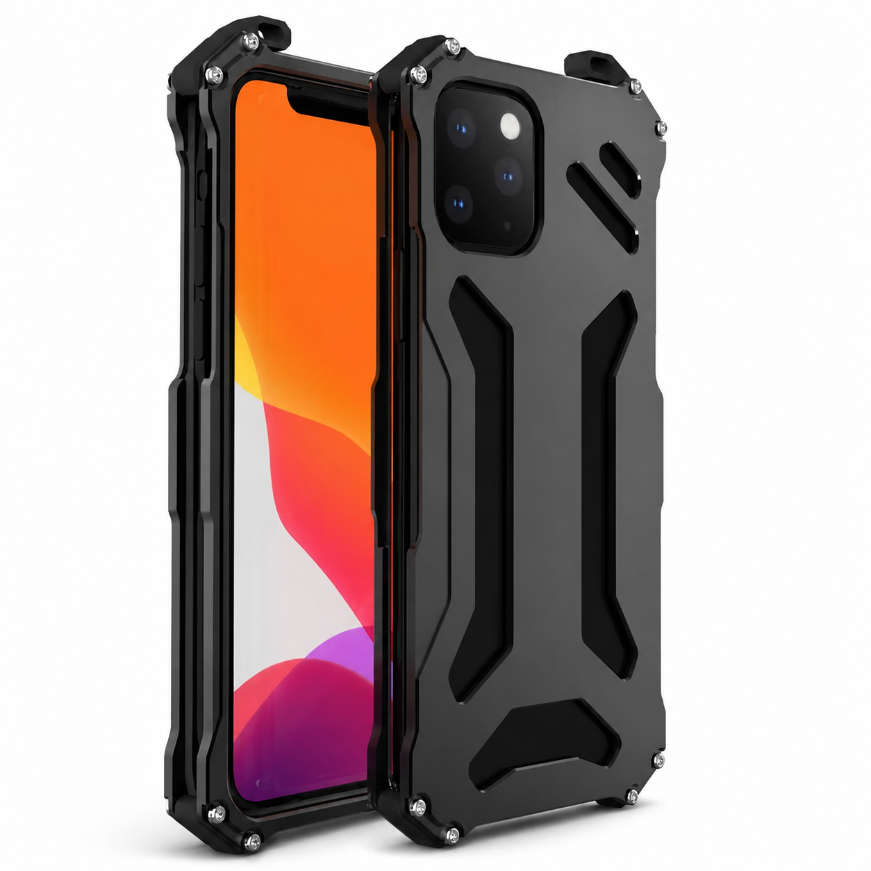 Premium iPhone Case Metal Armor Build with Camera Lens Protection Heavy Duty Structure Anti Scratch Texture Non Slip Shock Resistant Grip