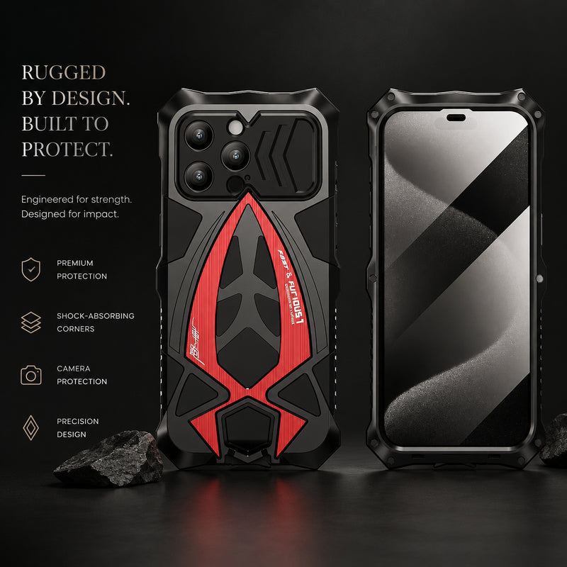 Premium iPhone Case Metal Armor Construction with Camera Lens Protection, Shockproof Defender Design, Anti Scratch Non Slip Durable Protection