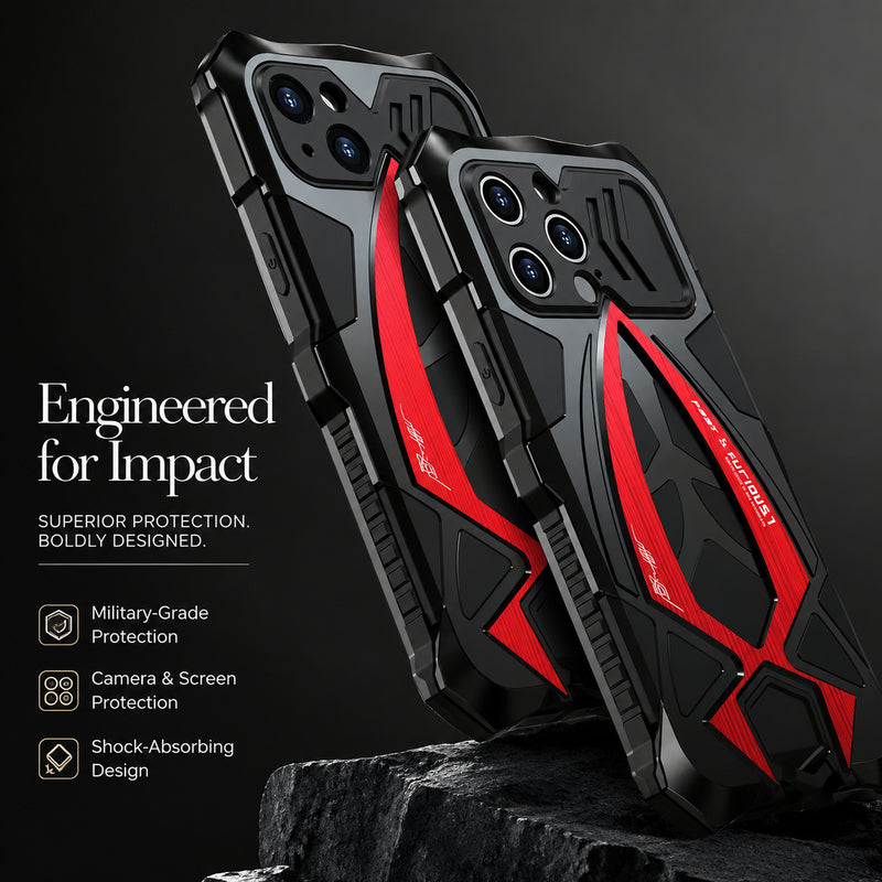 Premium iPhone Case Metal Armor Construction with Camera Lens Protection, Shockproof Defender Design, Anti Scratch Non Slip Durable Protection