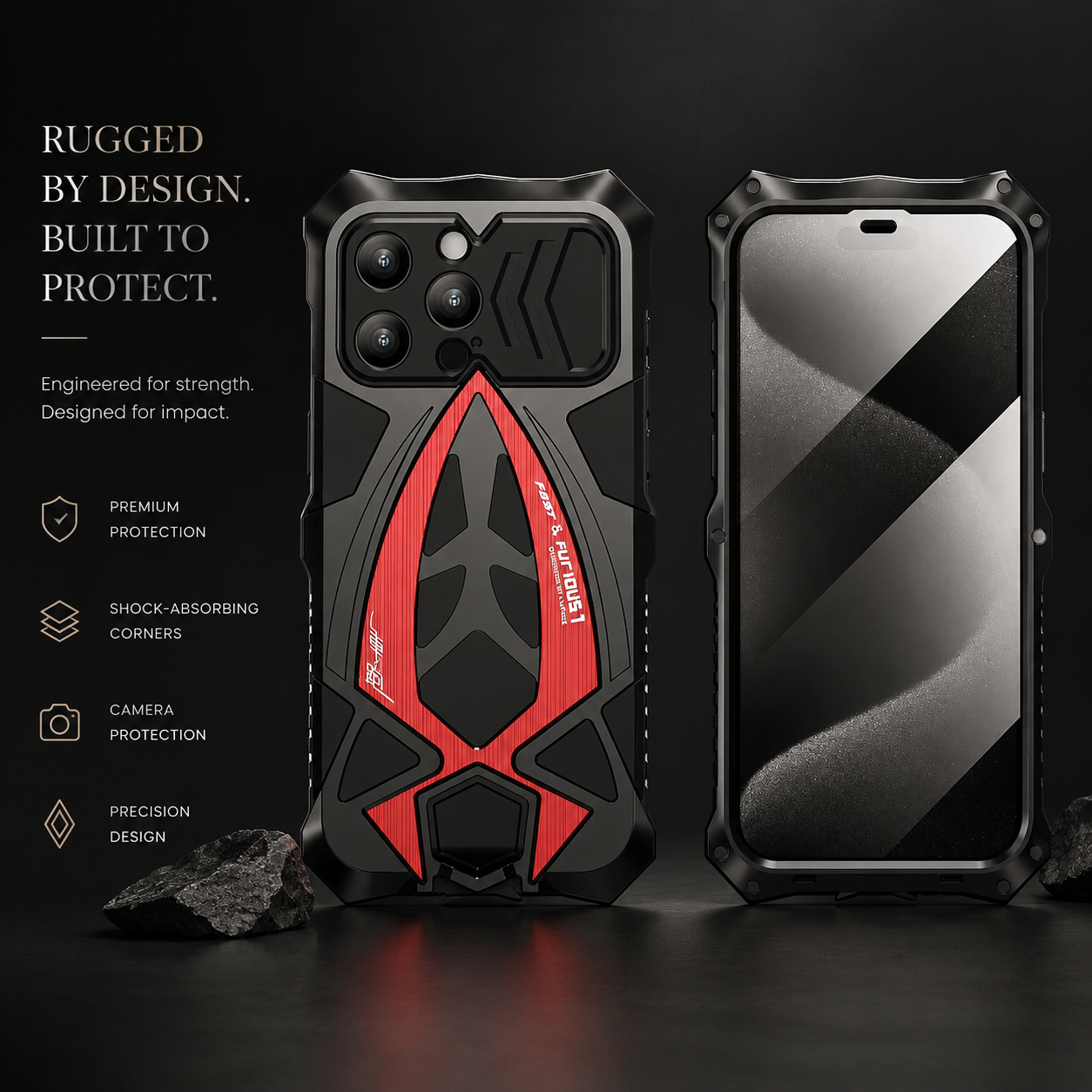 Premium iPhone Case Metal Armor Cover with Shockproof Protection, Camera Lens Protection, Secure Grip, Scratch Resistant Design and Durable Construction