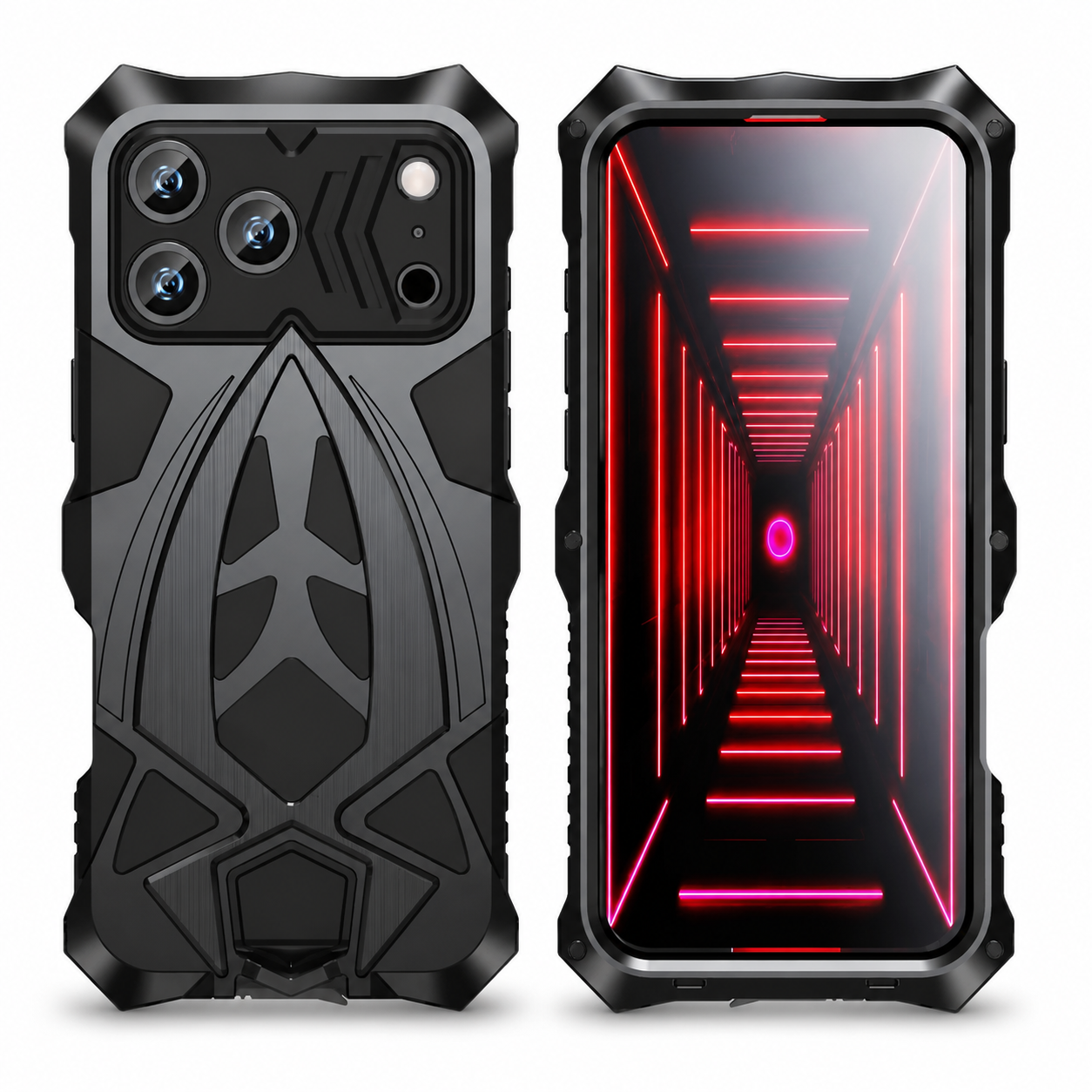 Premium iPhone Case Metal Armor Cover with Shockproof Protection, Camera Lens Protection, Secure Grip, Scratch Resistant Design and Durable Construction