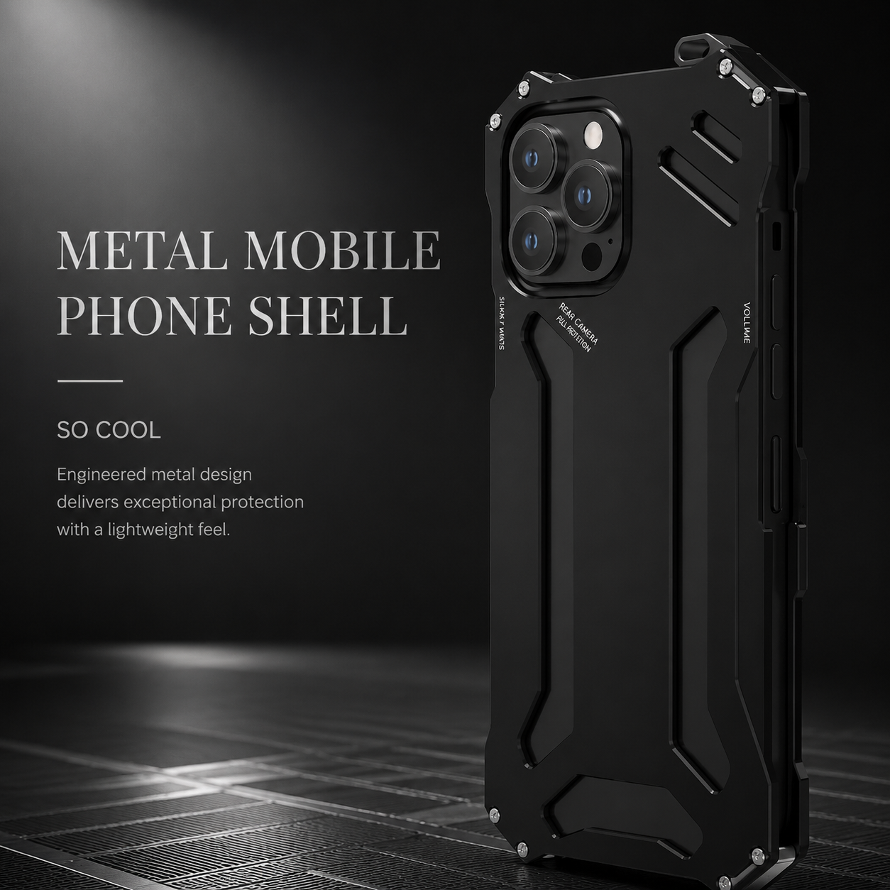Premium iPhone Case Metal Armor Shockproof Cover, Heavy-Duty Protective Design with Anti-Scratch Finish, Secure Non-Slip Grip and Camera Protection