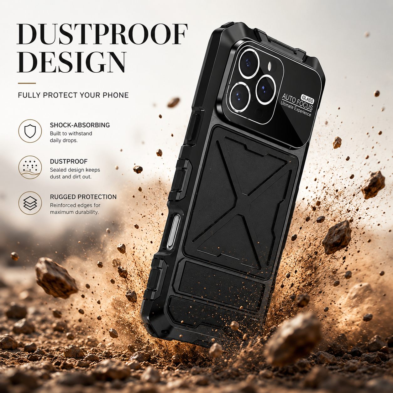 Premium iPhone Case Metal Bumper Cover with Shockproof Design, Anti Fall Silicone Bracket, Secure Grip, Camera Lens Protection and Scratch Resistant Build