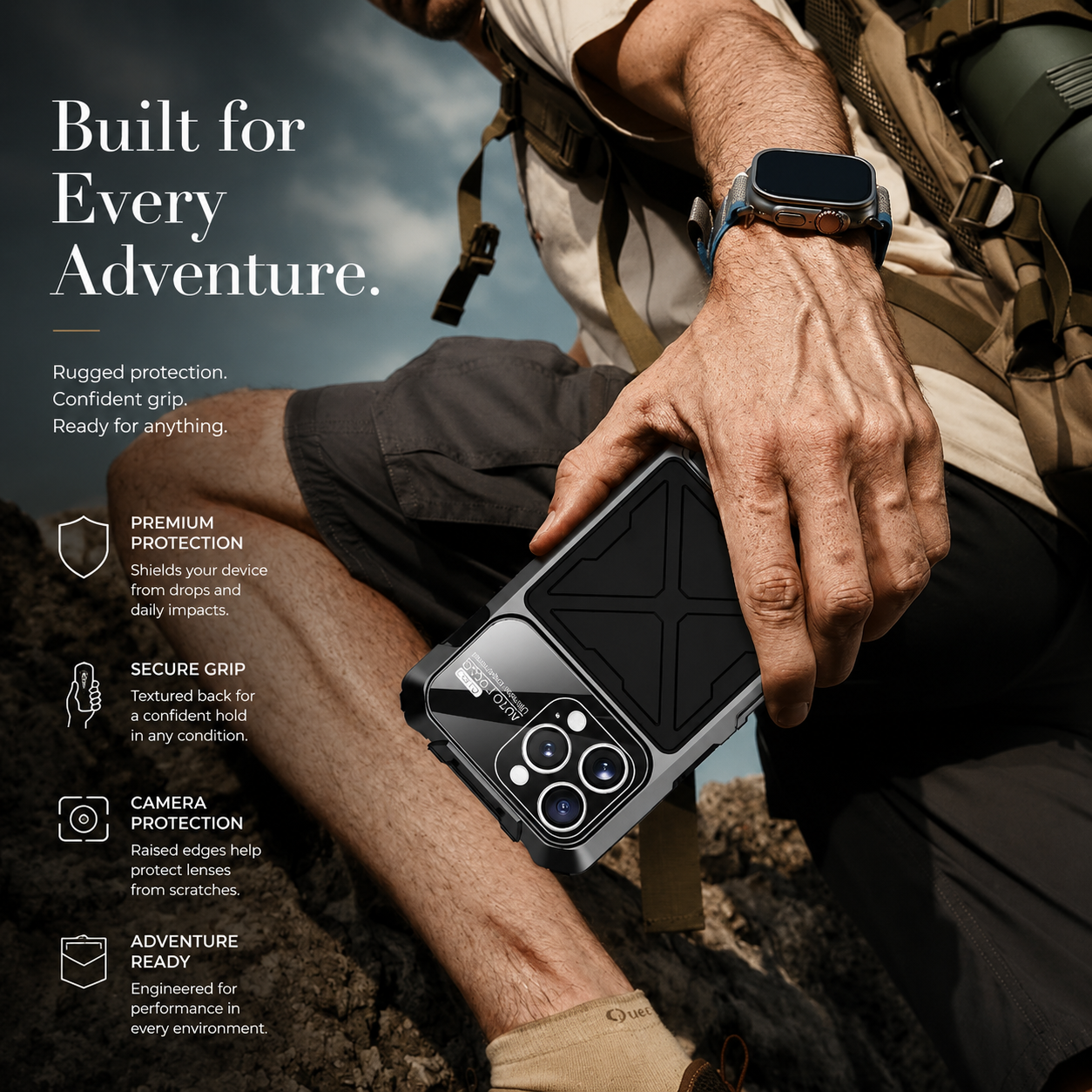 Premium iPhone Case Metal Bumper Cover with Shockproof Design, Anti Fall Silicone Bracket, Secure Grip, Camera Lens Protection and Scratch Resistant Build