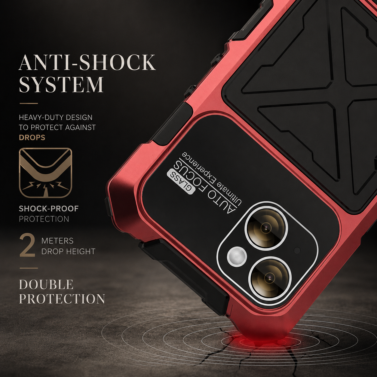 Premium iPhone Case Metal Bumper Cover with Shockproof Design, Anti Fall Silicone Bracket, Secure Grip, Camera Lens Protection and Scratch Resistant Build