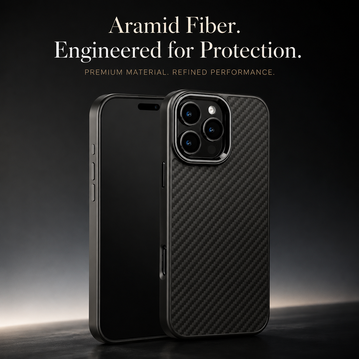 Premium iPhone Case Metal Frame Carbon Fiber Aramid Armor Cover Shockproof Full-Coverage Wireless Charging Anti-Fingerprint Protective Design