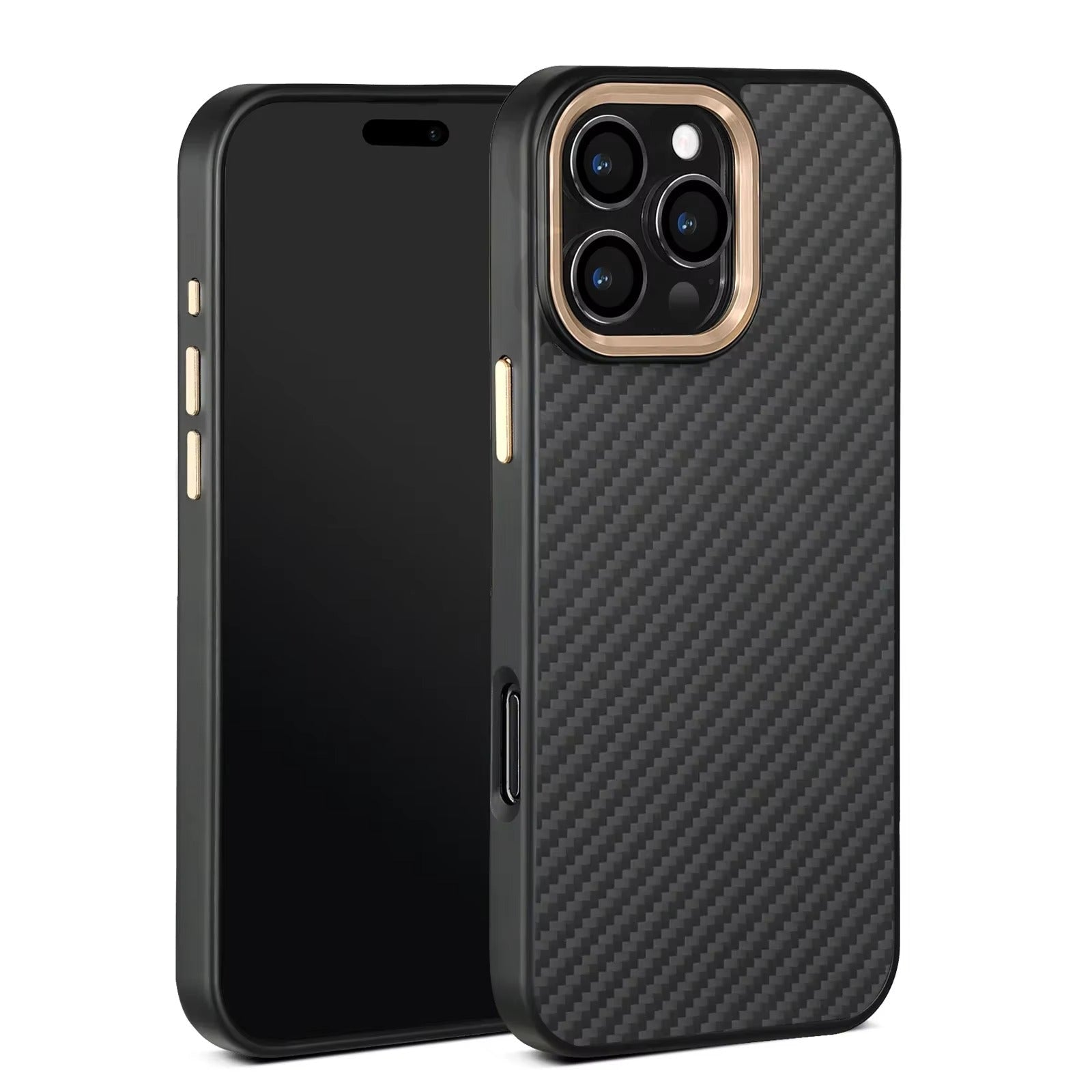 Premium iPhone Case Metal Frame Carbon Fiber Aramid Armor Cover Shockproof Full-Coverage Wireless Charging Anti-Fingerprint Protective Design