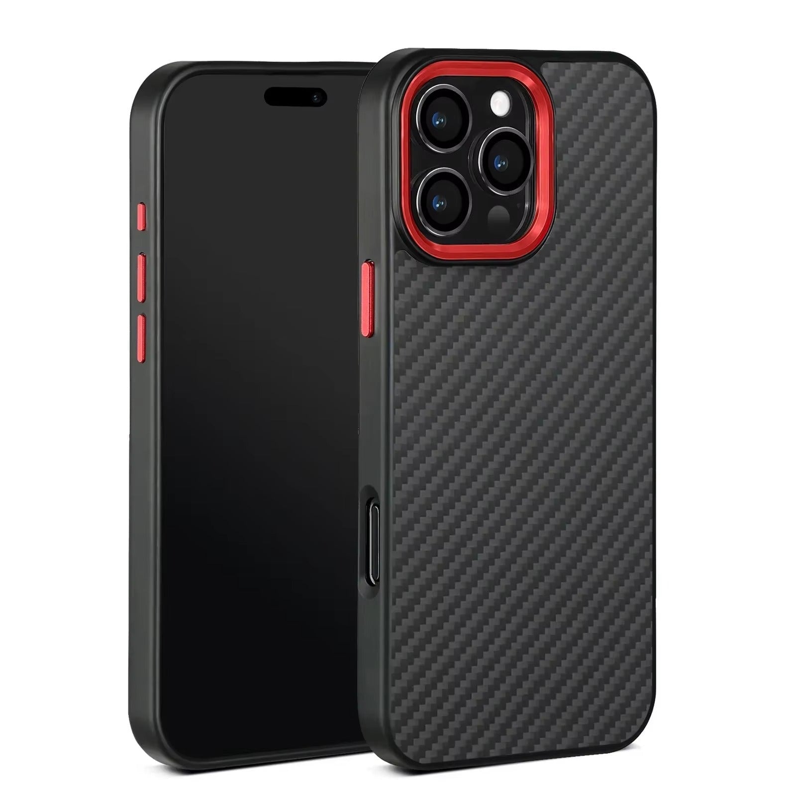 Premium iPhone Case Metal Frame Carbon Fiber Aramid Armor Cover Shockproof Full-Coverage Wireless Charging Anti-Fingerprint Protective Design