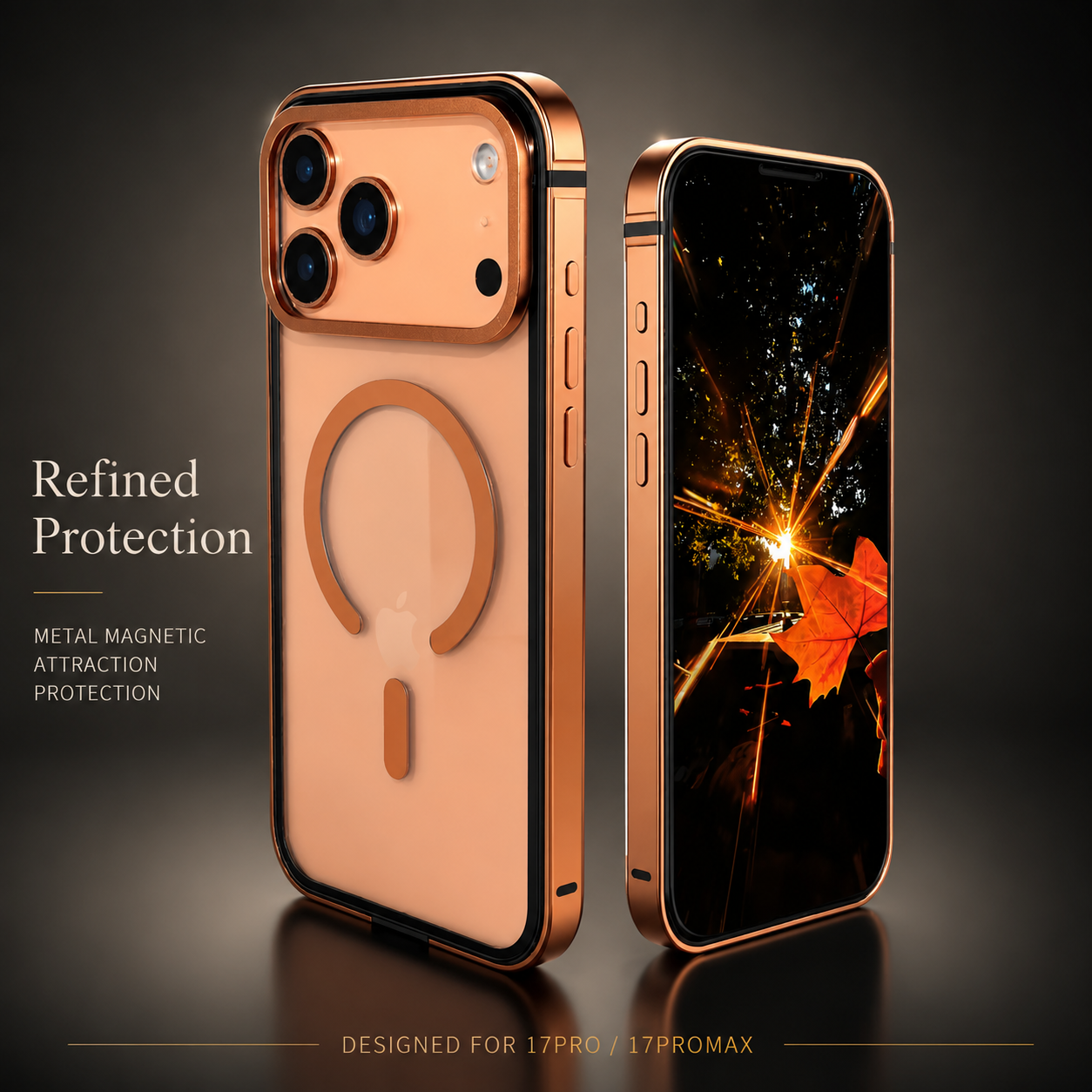 Premium iPhone Case Metal Frame with MagSafe Magnetic Charging, HD Acrylic Back, Slim Aluminum Alloy Design, Shockproof Anti Scratch Protection Fit