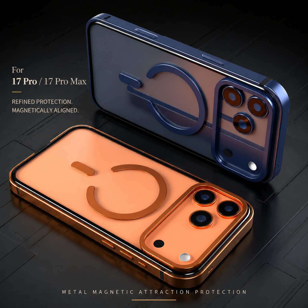 Premium iPhone Case Metal Frame with MagSafe Magnetic Charging, HD Acrylic Back, Slim Aluminum Alloy Design, Shockproof Anti Scratch Protection Fit