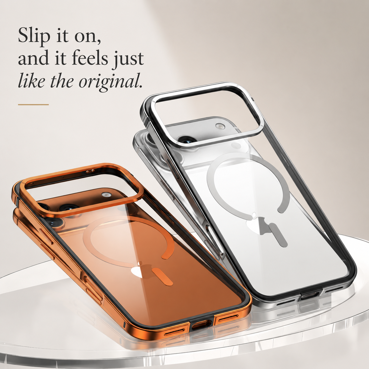 Premium iPhone Case Metal Frame with MagSafe Magnetic Charging, HD Acrylic Back, Slim Protective Aluminum Alloy Cover, Shockproof Anti Scratch Design