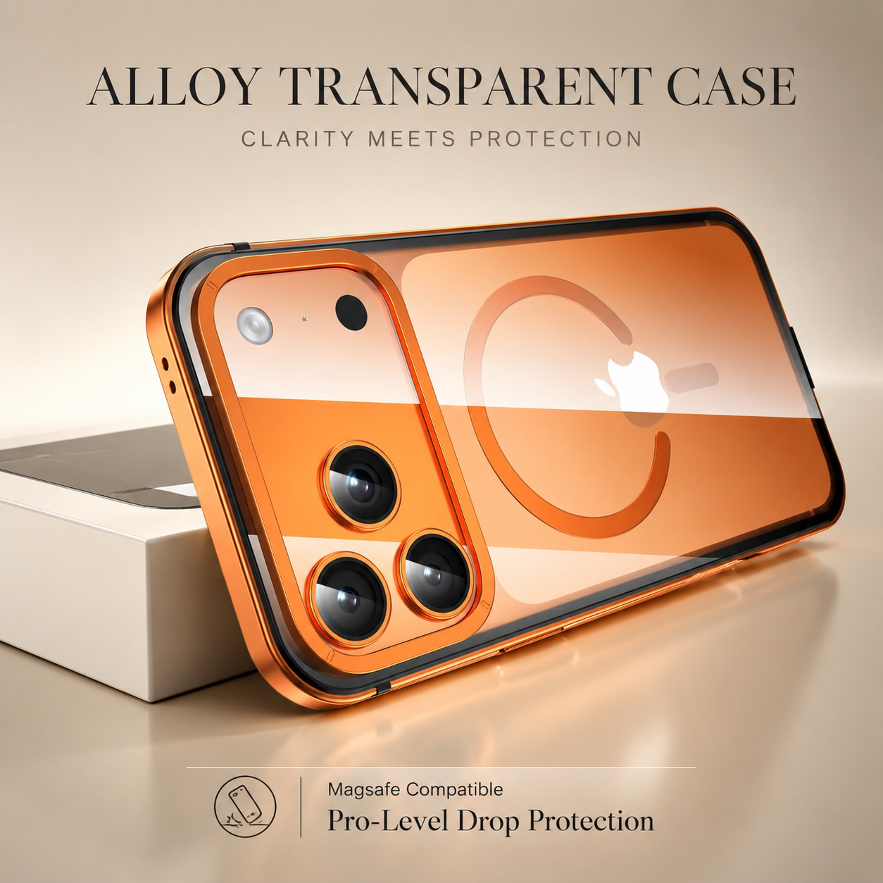 Premium iPhone Case Metal Frame with MagSafe Magnetic Charging, HD Acrylic Back, Slim Protective Aluminum Alloy Cover, Shockproof Anti Scratch Design