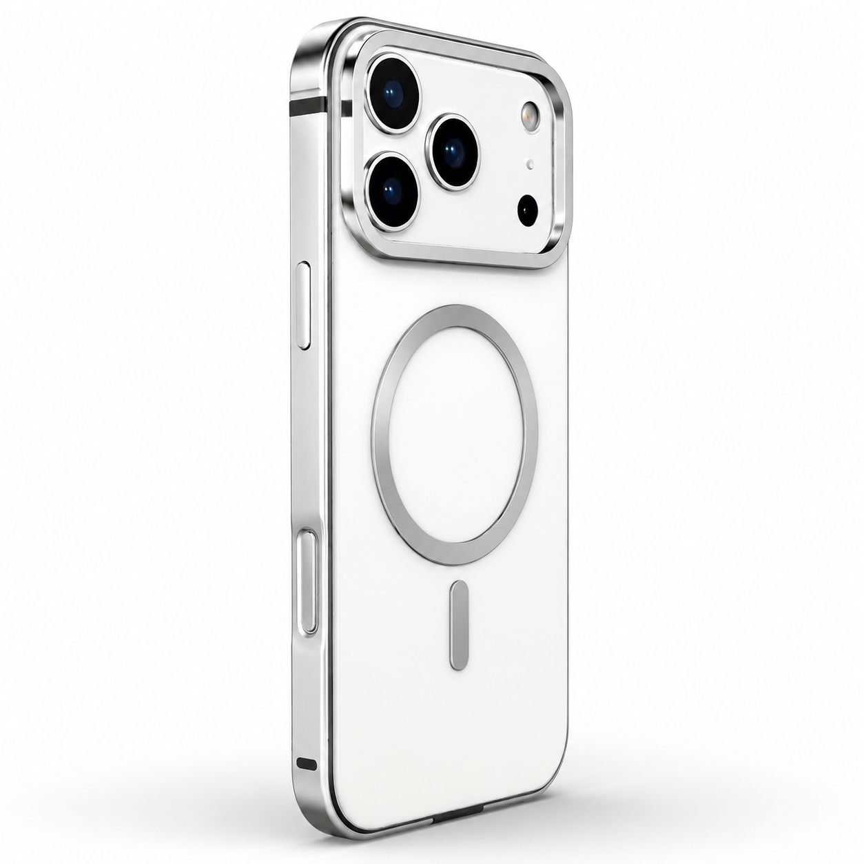 Premium iPhone Case — Orange Aluminum Alloy MagSafe Compatible Hard Shockproof Matte Cover with Magnetic Glass Protection, Anti-Scratch, Lightweight Design