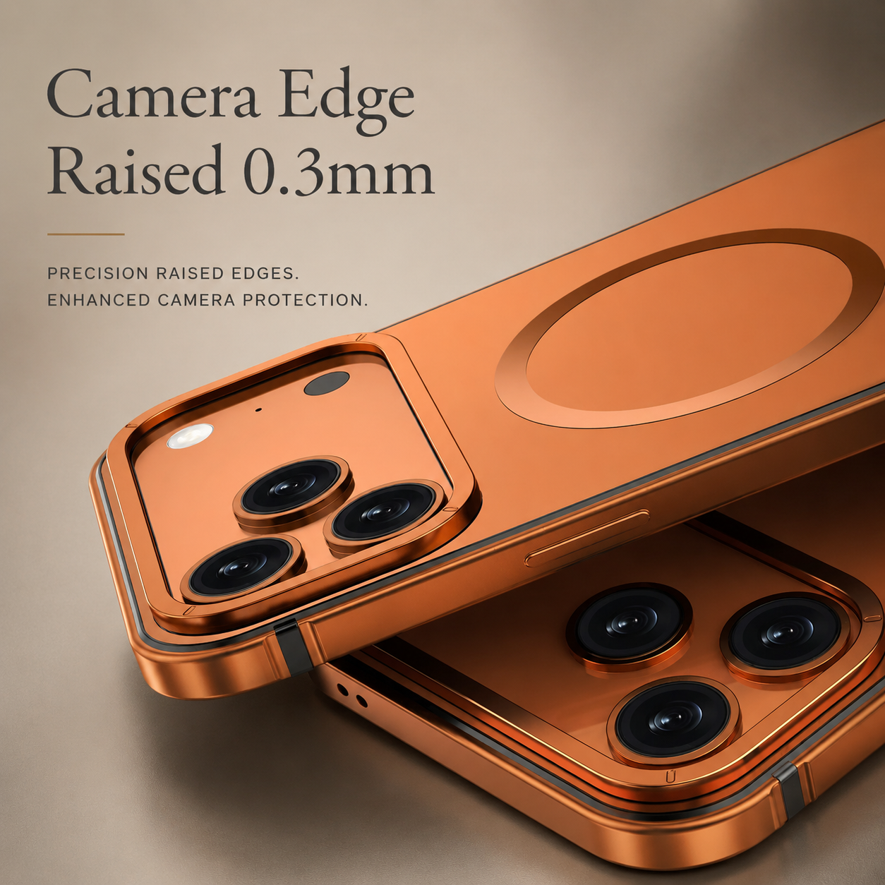 Premium iPhone Case — Orange Aluminum Alloy MagSafe Compatible Hard Shockproof Matte Cover with Magnetic Glass Protection, Anti-Scratch, Lightweight Design