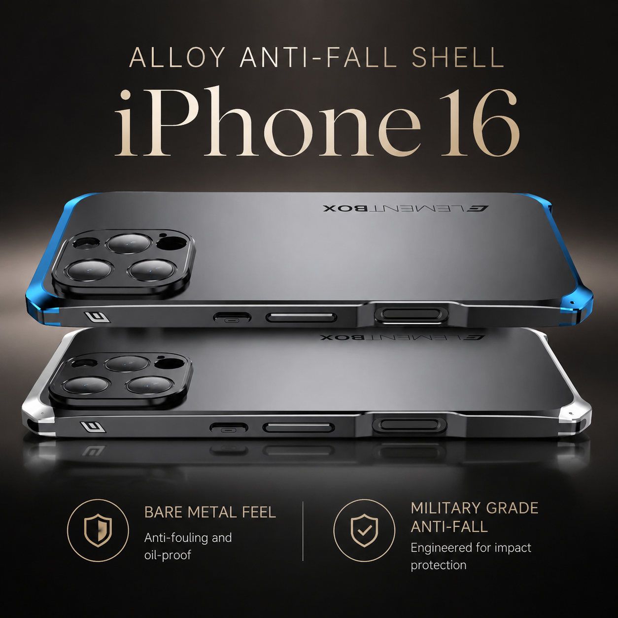 Premium iPhone Case PC + Aluminum Alloy Full-Coverage Protective Shell with Washable Anti-Scratch Dustproof Design, Non-Slip Lightweight Build