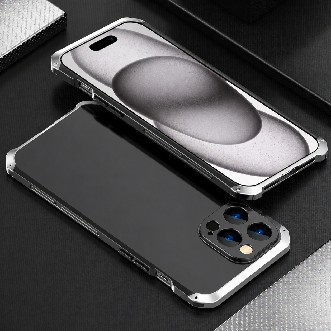 Premium iPhone Case PC + Aluminum Alloy Full-Coverage Protective Shell with Washable Anti-Scratch Dustproof Design, Non-Slip Lightweight Build