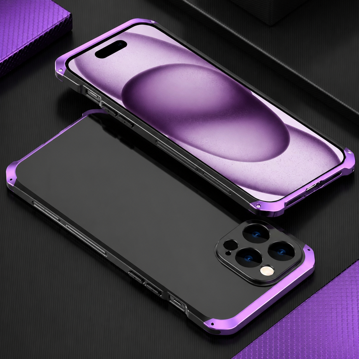 Premium iPhone Case PC + Aluminum Alloy Full-Coverage Protective Shell with Washable Anti-Scratch Dustproof Design, Non-Slip Lightweight Build