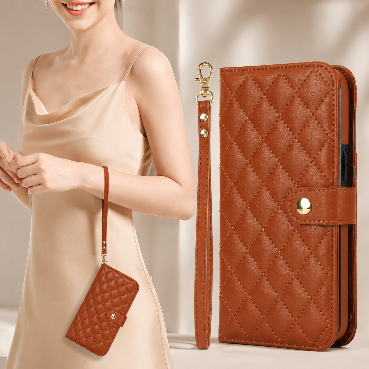 Premium iPhone Case RFID Blocking Wallet Crossbody Flip Cover PU Leather Card Holder Magnetic Closure Adjustable Strap Shockproof Full Coverage