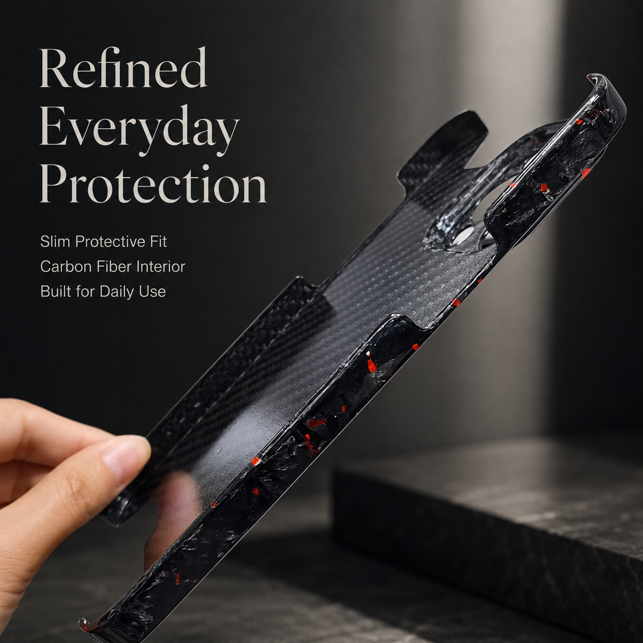 Premium iPhone Case Real Forged Carbon Fiber Cover Camera Lens Protection Ultra Thin Lightweight Shockproof Anti Scratch Wireless Charging Design