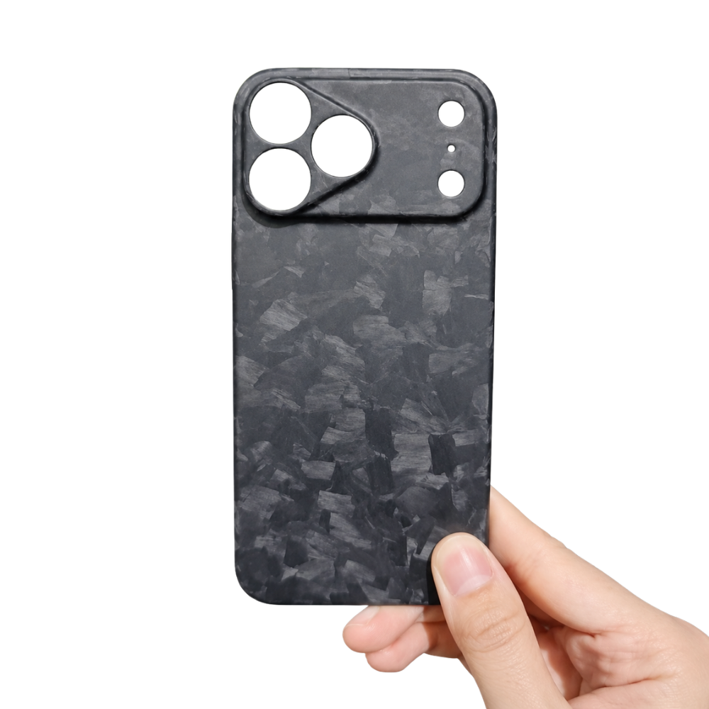 Premium iPhone Case Real Forged Carbon Fiber Finish Camera Lens Protection Anti Fingerprint Texture Lightweight Non Slip Shock Resistant Design