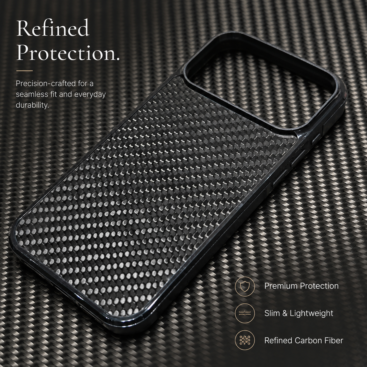 Premium iPhone Case Real Forged Carbon Fiber Finish MagSafe Compatible Camera Lens Protection Shockproof Anti Scratch Lightweight Slim Non-Slip Cover