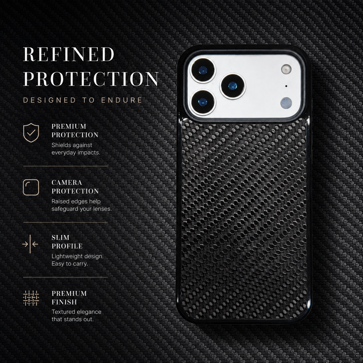 Premium iPhone Case Real Forged Carbon Fiber Finish MagSafe Compatible Camera Lens Protection Shockproof Anti Scratch Lightweight Slim Non-Slip Cover